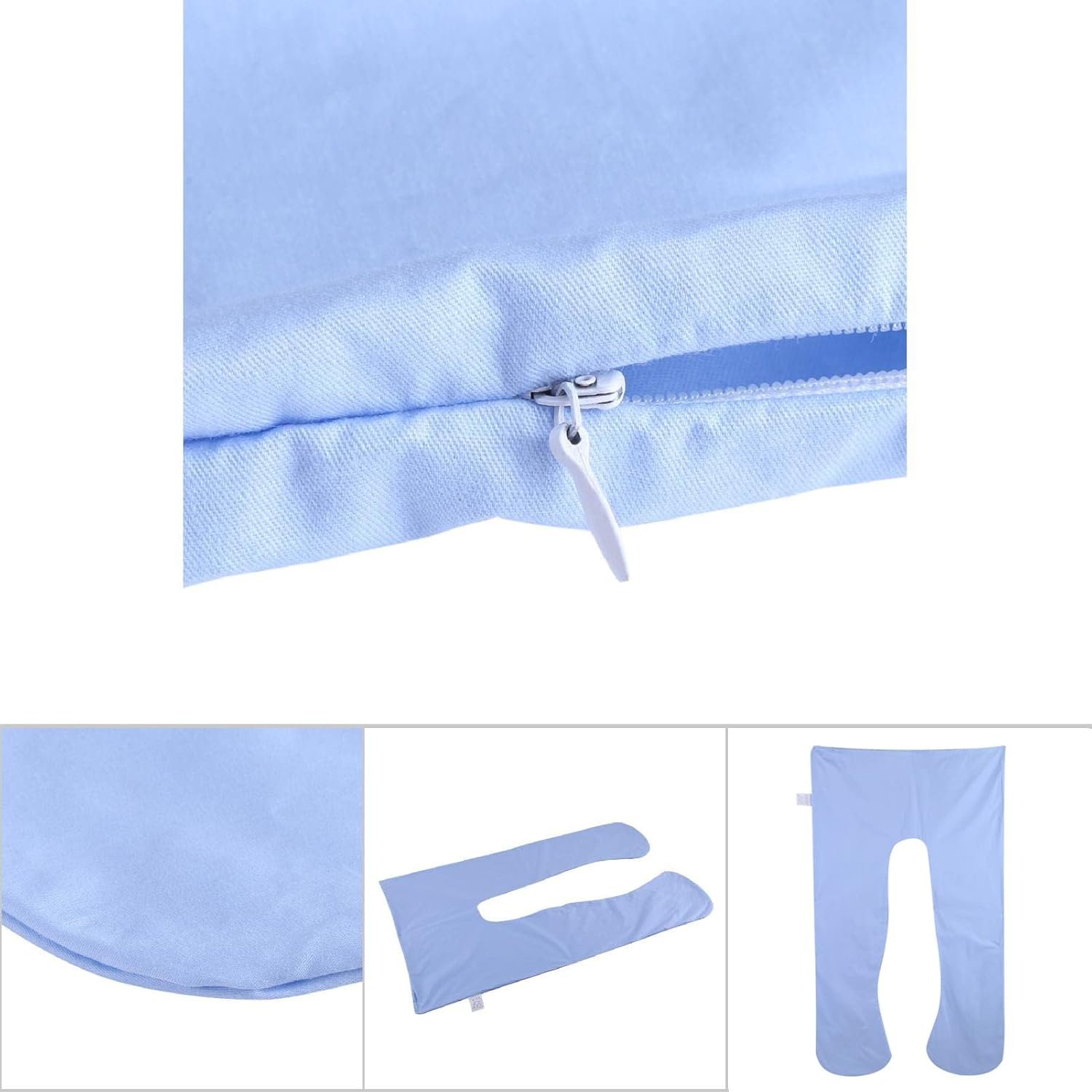 Pregnancy Pillow Cover, Washable U Shape Full Body Pillow Case Maternity Pillow Replacement Cover for Side Sleepers Back HIPS Belly 55x31.5in (Blue) - Image 7