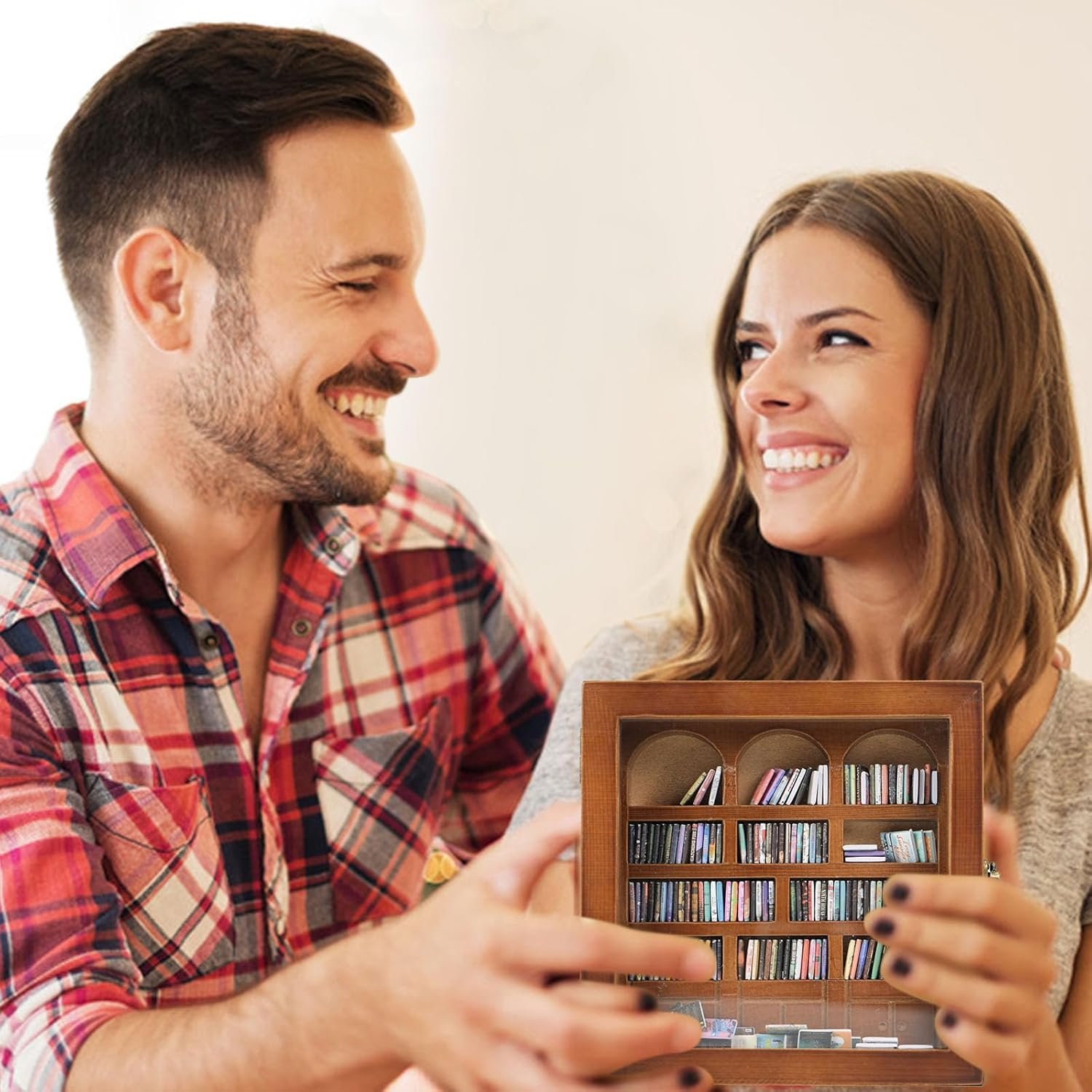 Anxiety Bookshelf – Mini Books Display for Stress Relief and Fun Decor, Perfect Decorative Miniature Library for Book Lovers, Ideal for Home Decor, Office Décor, and Thoughtful Gift - Walnut - Image 3
