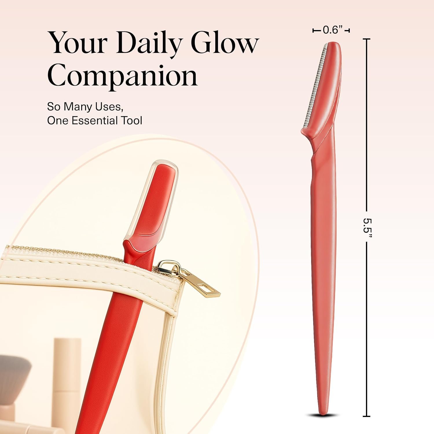 Kitsch Dermaplane Razor for Women Face – Face Razors for Women & Men, Eye Brow Razors & Face Shaver – Exfoliating Facial Razor & Dermaplaner as Skin Care Tool for Smoother Skin - Coral, 12 pcs - Image 3