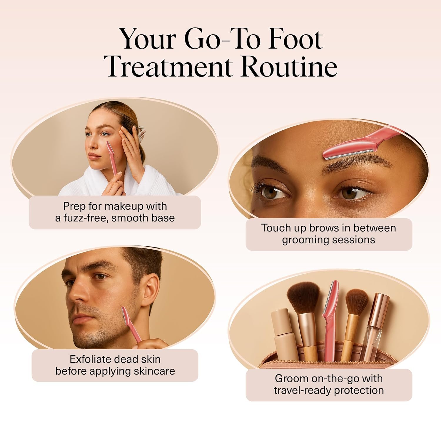 Kitsch Dermaplane Razor for Women Face – Face Razors for Women & Men, Eye Brow Razors & Face Shaver – Exfoliating Facial Razor & Dermaplaner as Skin Care Tool for Smoother Skin - Coral, 6 pcs - Image 3