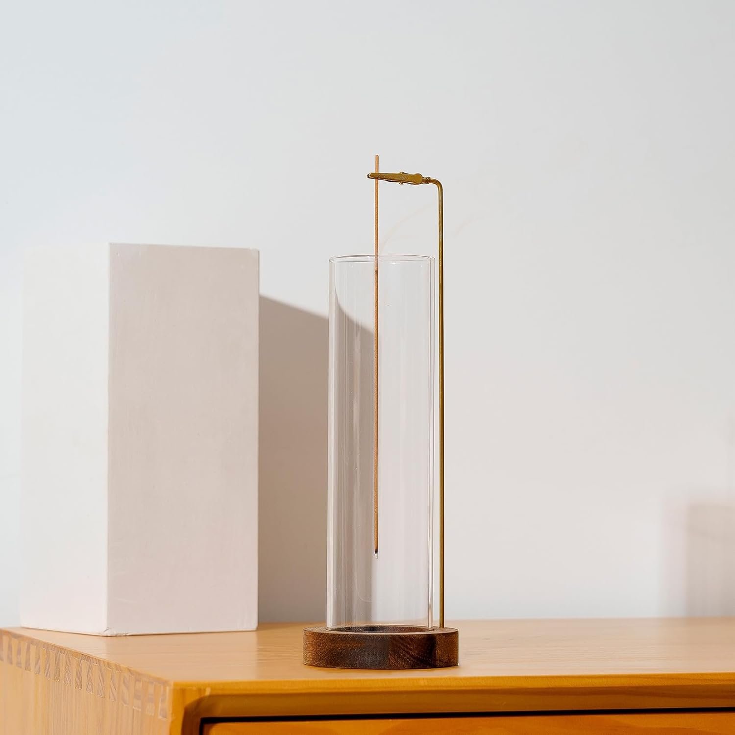 Incense Holder for Sticks, Anti-Ash Flying Incense Burner with 30 Incense Sticks, Detachable Glass Ash Catcher (Wood, Brown) - Image 8