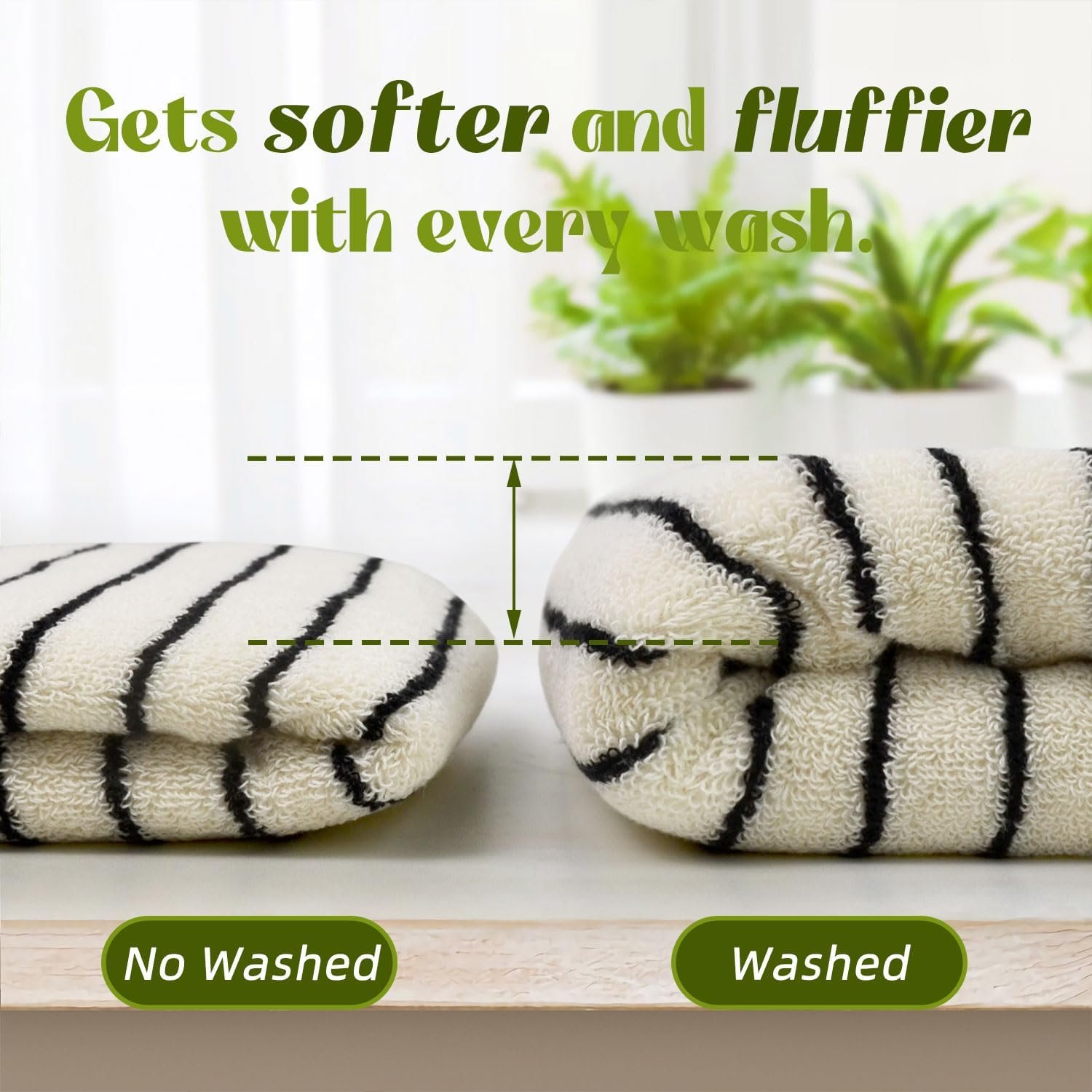 Jacquotha Black and White Striped Hand Towels for Bathroom, Vintage Kitchen Decor, Guest Use, Adults & Kids, Natural Cotton, 14” x 29” - Image 5
