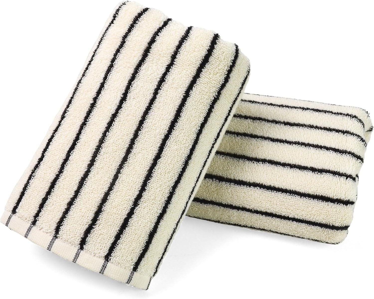 Jacquotha Black and White Striped Hand Towels for Bathroom, Vintage Kitchen Decor, Guest Use, Adults & Kids, Natural Cotton, 14” x 29” - Image 7