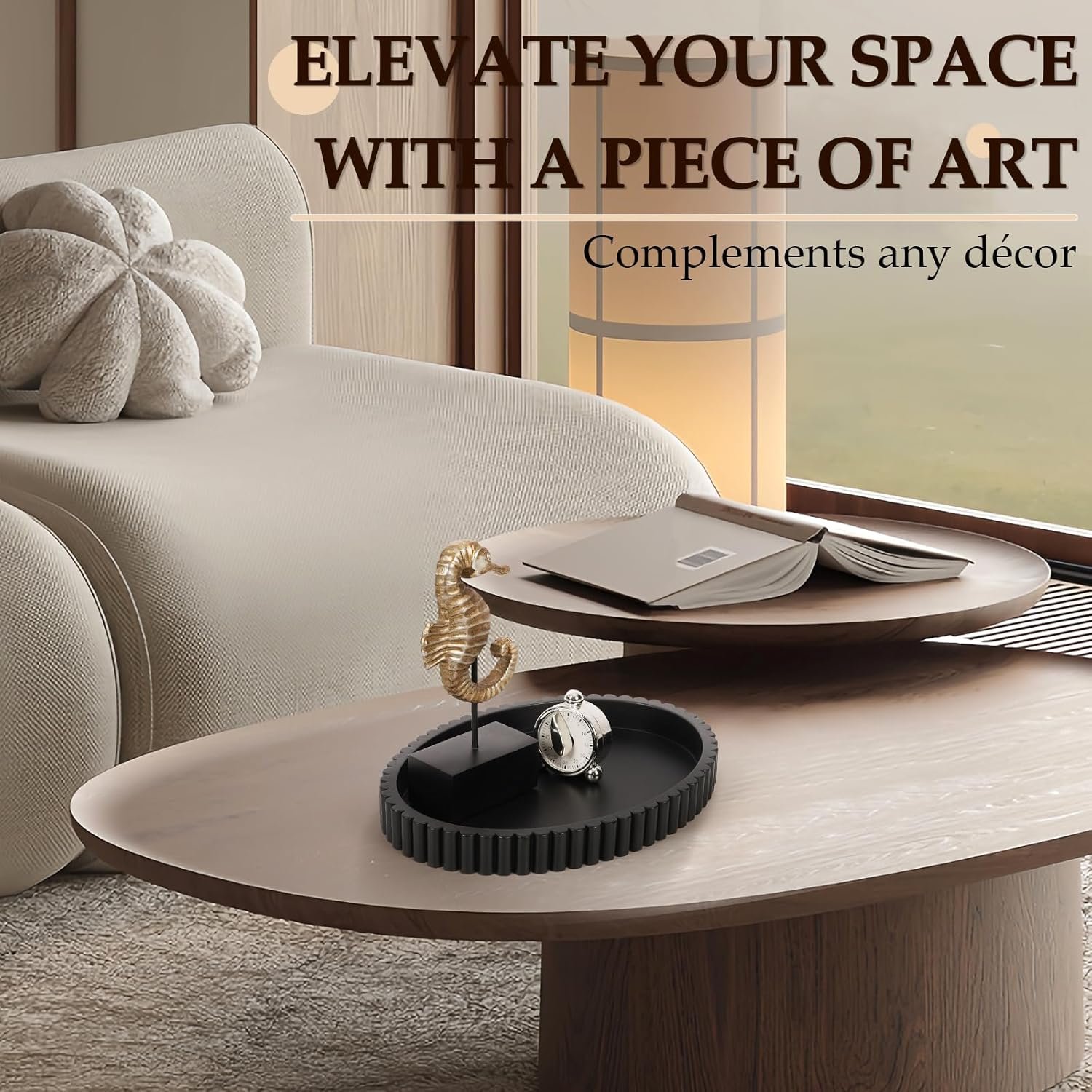 Oval Tray for Coffee Table Decor, 13" Concrete Tray, Table Centerpieces Decorative Trays for Home Decor, Modern Decorative Trays for Coffee Tables, Centerpiece Trays, Black - Image 8