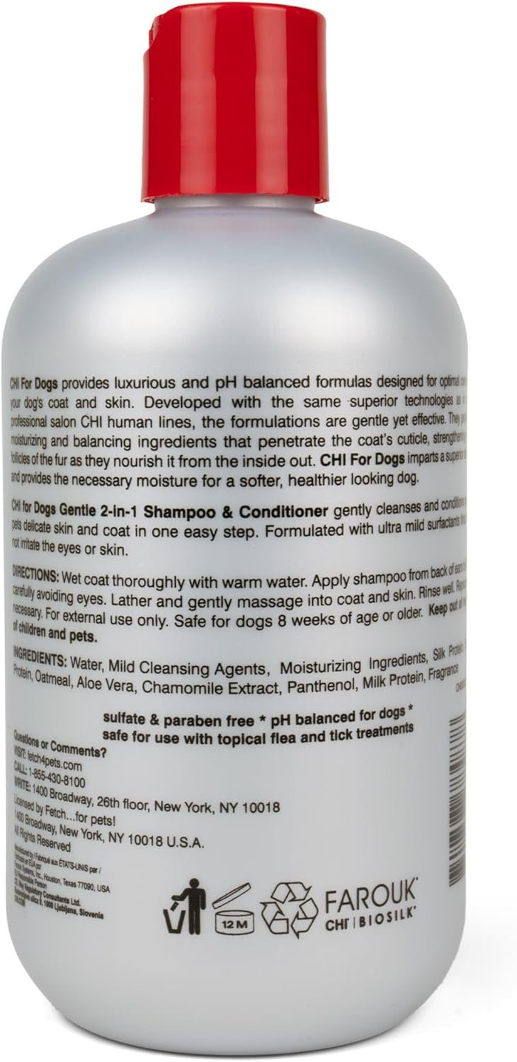 CHI for Dogs Gentle 2-in-1 Shampoo and Conditioner - Softening and Cleansing Formula for Puppies and Adult Dogs - pH Balanced Dog Wash for All Coat Types - 16 Fl Oz - Image 3