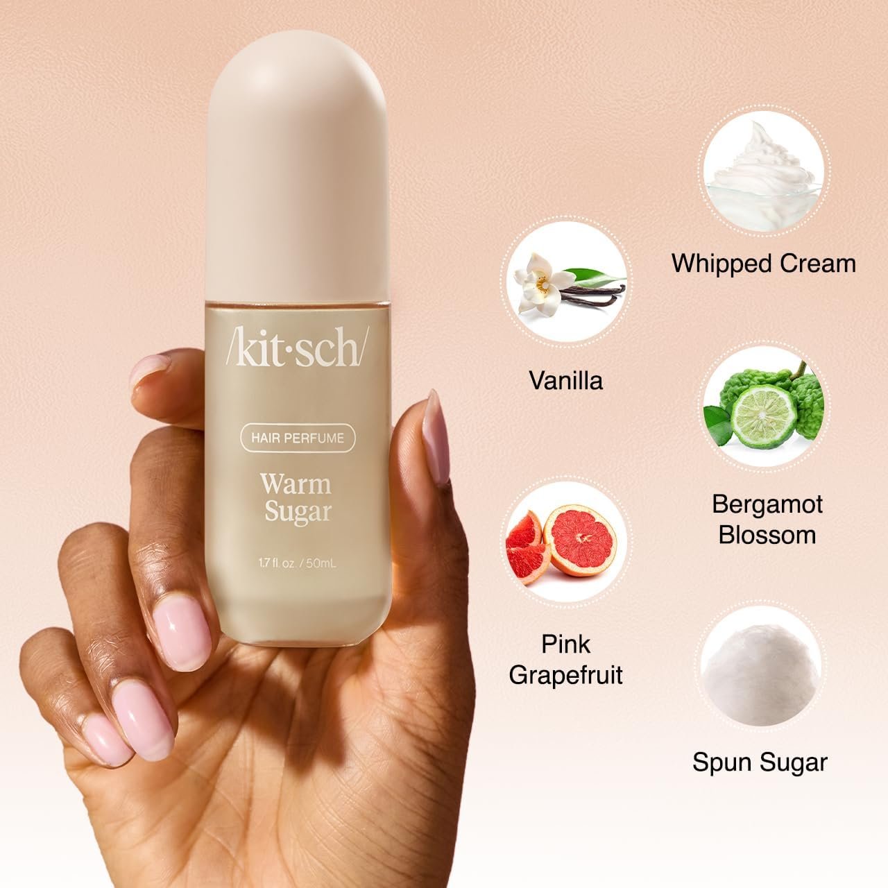 Kitsch Hair Perfume for Women - Warm Sugar | Clean, Deodorizing & Patented Odor-Eliminating Technology Hair Spray & Body Mist - Freshen Hair, Body & Pillows - Pink Grapefruit & Vanilla Scent - 50mL - Image 3