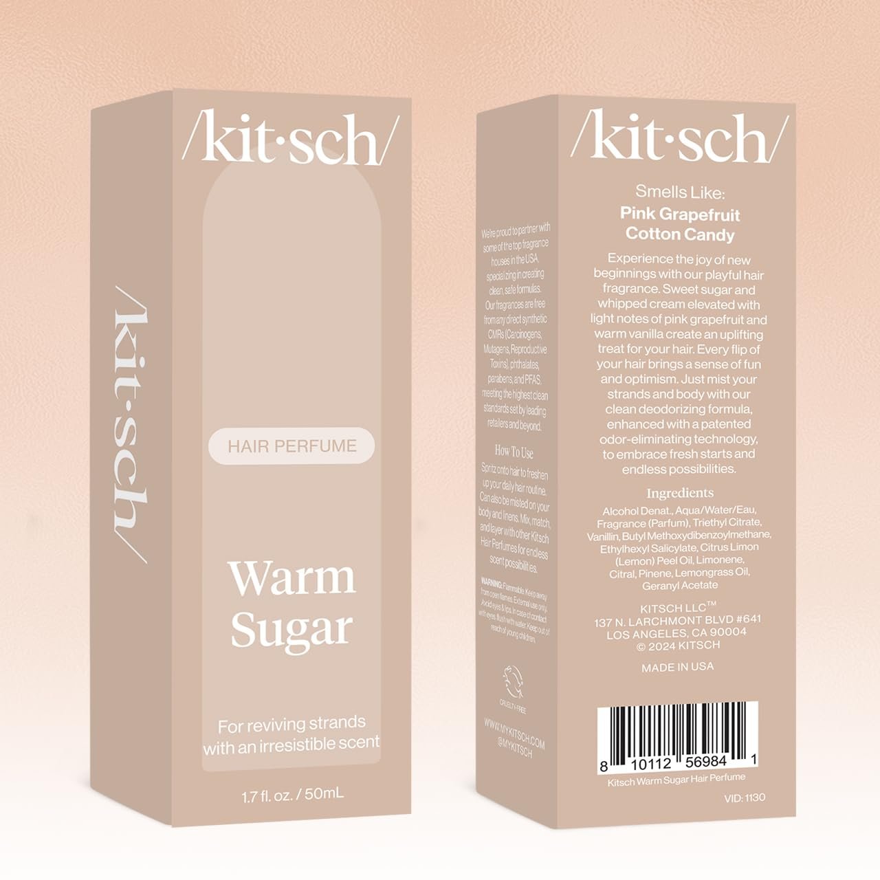 Kitsch Hair Perfume for Women - Warm Sugar | Clean, Deodorizing & Patented Odor-Eliminating Technology Hair Spray & Body Mist - Freshen Hair, Body & Pillows - Pink Grapefruit & Vanilla Scent - 50mL - Image 7