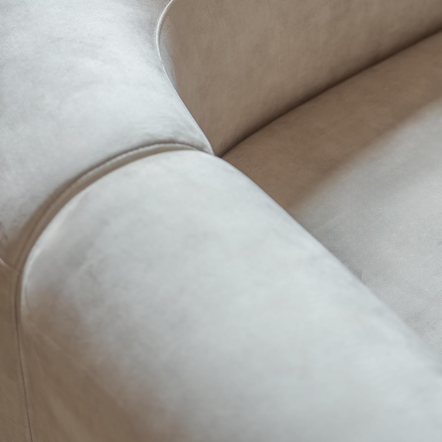 Acanva Luxury Modern Tight Curved Back Velvet Sofa, Minimalist Style Comfy Couch for Living Room Apartment, 4 Seater Modular Sectional, Cream - Image 3