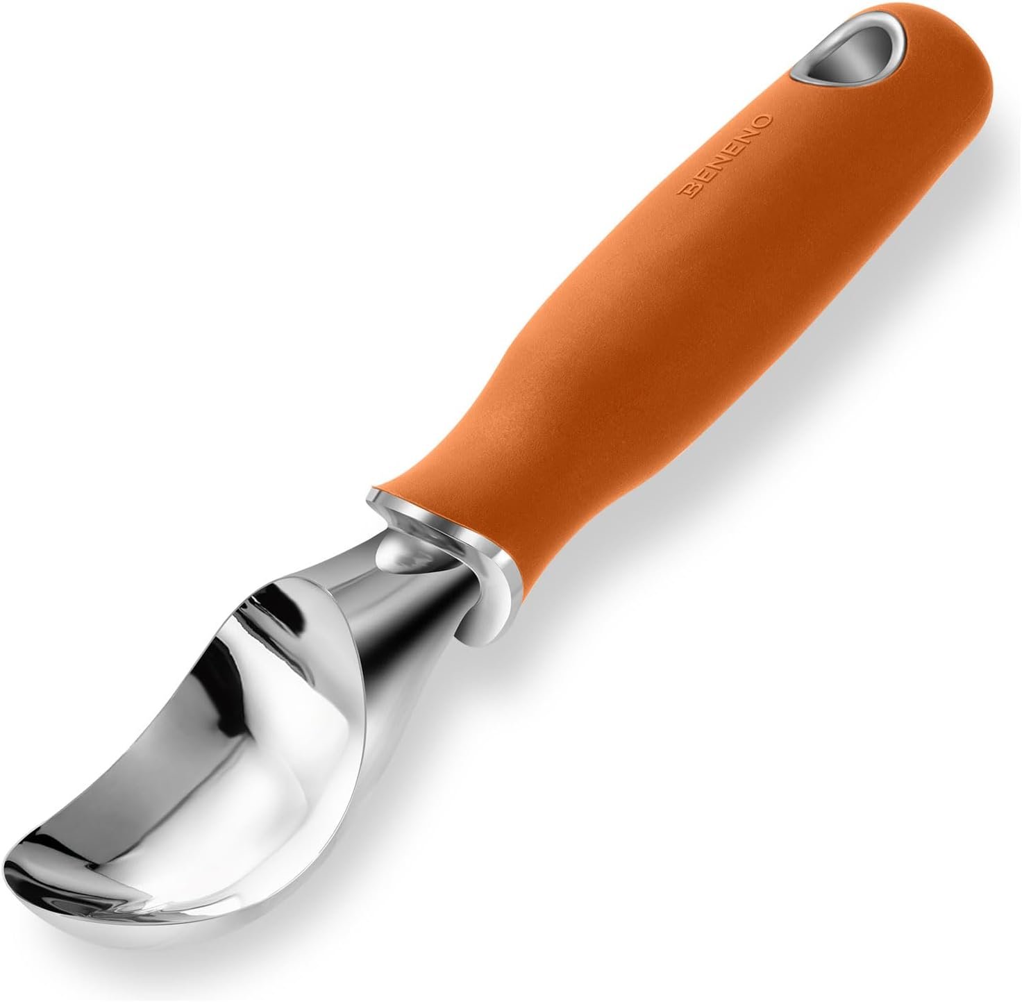 Beneno Heavy Duty Ice Cream Scoop - Upgraded Anti-Fracture Design, Comfortable Grip Long Handle, Effortless Scooping & Dishwasher Safe, Orange - Image 5
