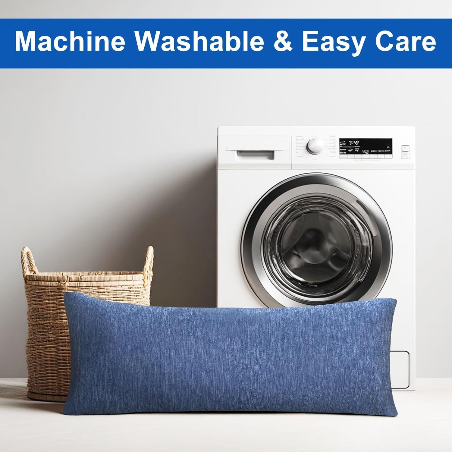 Hiasan Cooling Body Pillows for Adults, Long Memory Foam Body Pillow - Full Size Support for Side Sleepers & Pregnancy, Back Pain Relief, 20x54 Inches, Blue - Image 7