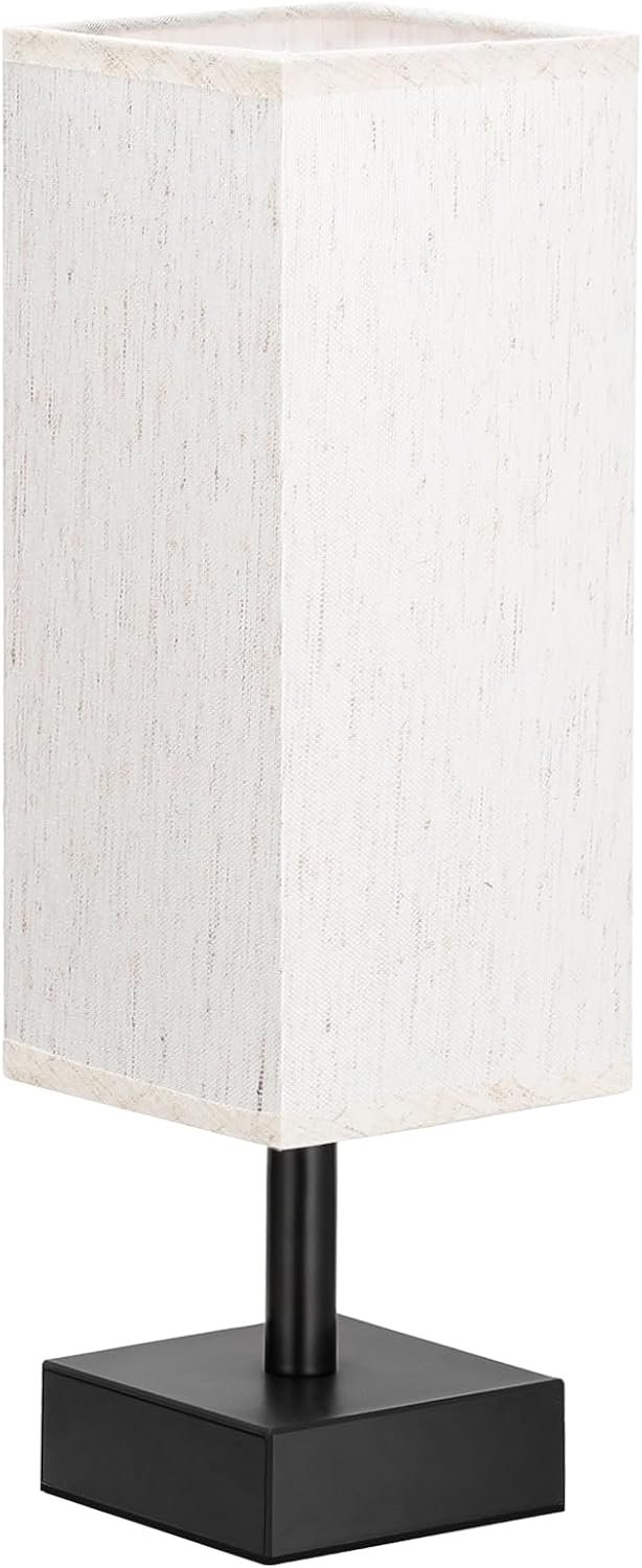 Small Table Lamp for Bedroom - Bedside Lamps for Nightstand, Minimalist Night Stand Light Lamp with Square Fabric Shade, Desk Reading Lamp for Kids Room Living Room Office Dorm - Image 5