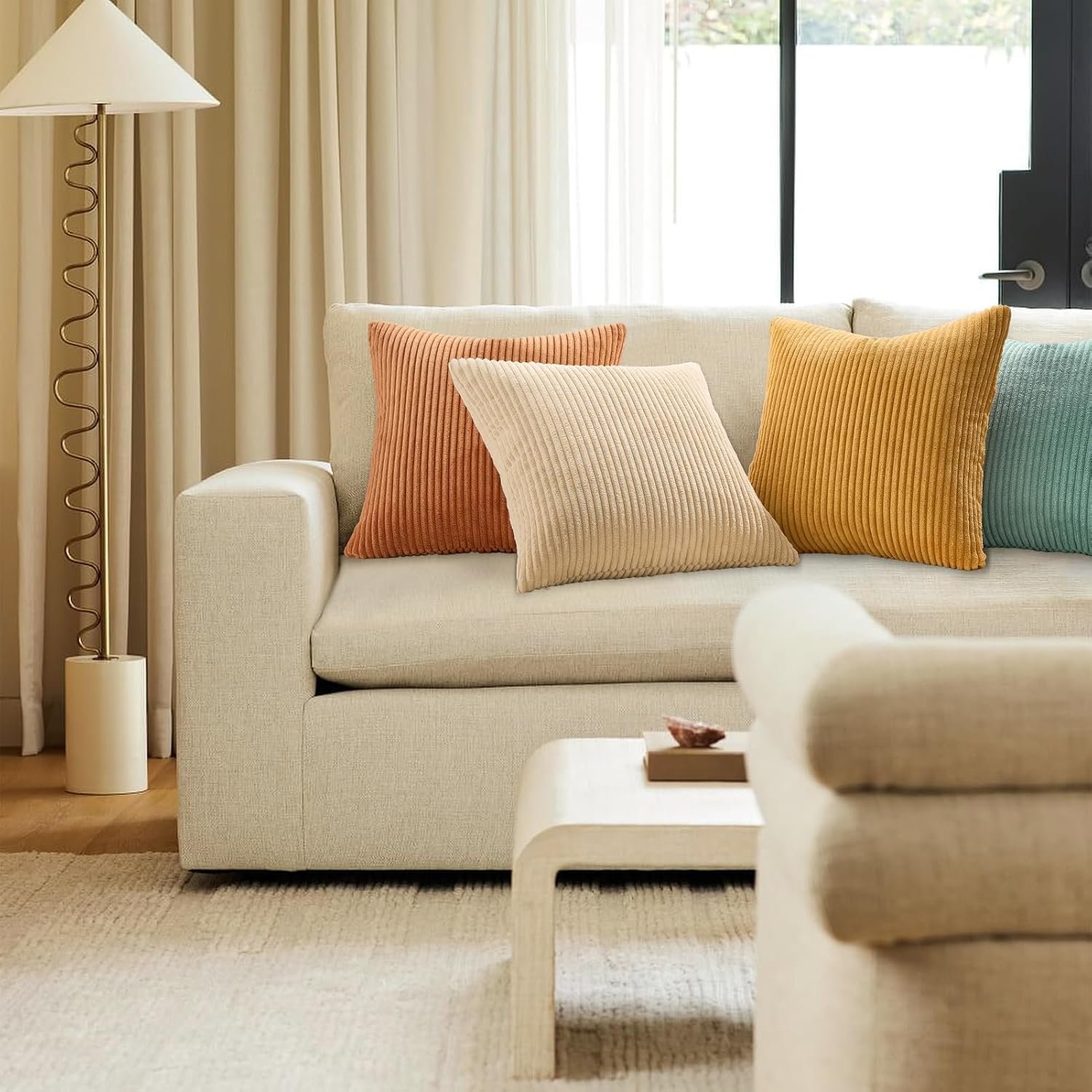 Topfinel Decorative Throw Pillow Covers Cushion Cases, Set of 4 Soft Velvet Modern Double-Sided Designs, Mix and Match for Boho Farmhouse Fall Home Decor (18x18 inch, Orange/Teal) - Image 4