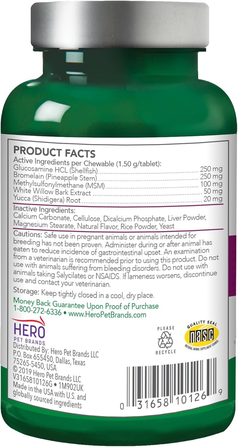 Vet’s Best Aches + Pains Dog Supplement, Vet Formulated for Dog Occasional Discomfort and Hip and Joint Support, 50 Chewable Tablets - Image 4
