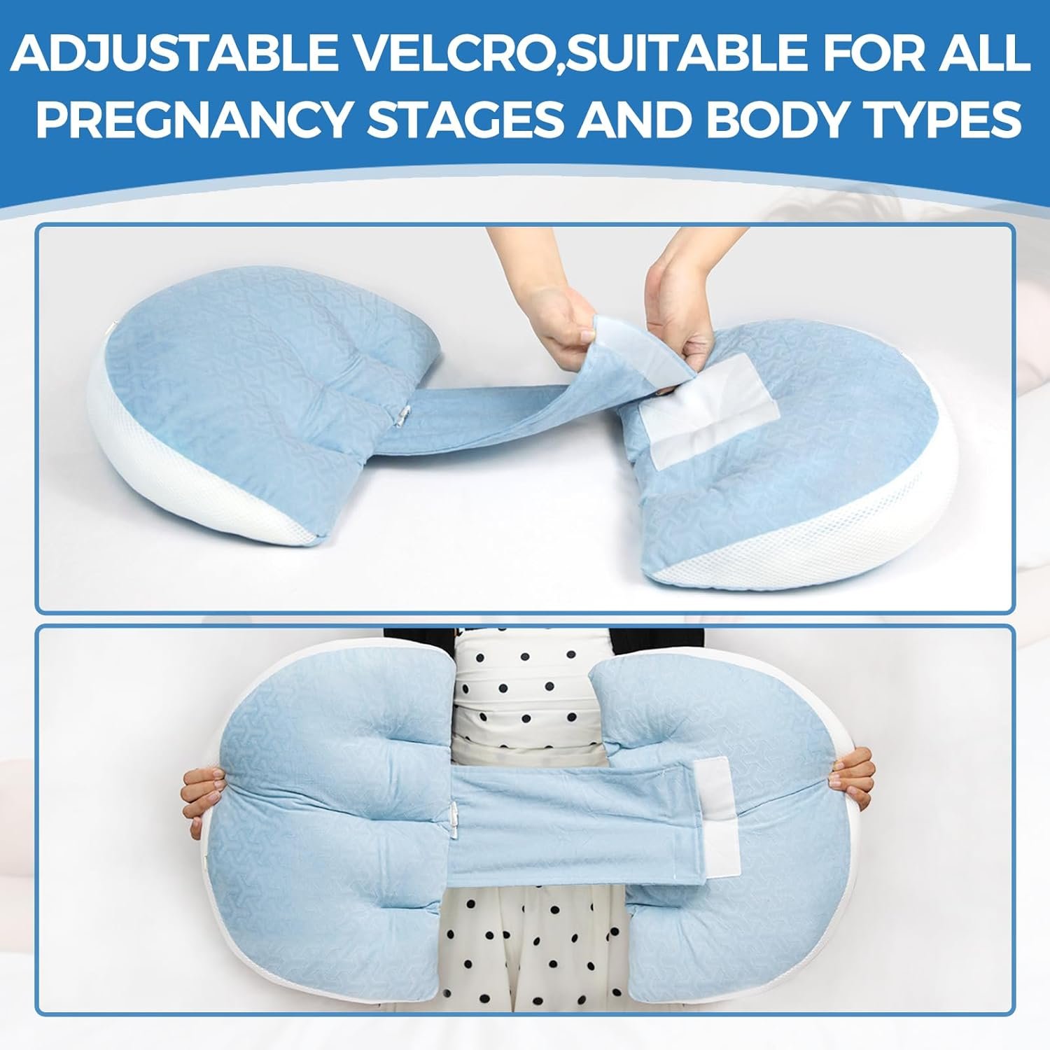 Pregnancy Pillow, Pregnancy Wedge Pillow for Sleeping Portable, Maternity Pillow for Pregnant Women, Body Pillow Support for Back, Belly(Blue) - Image 3