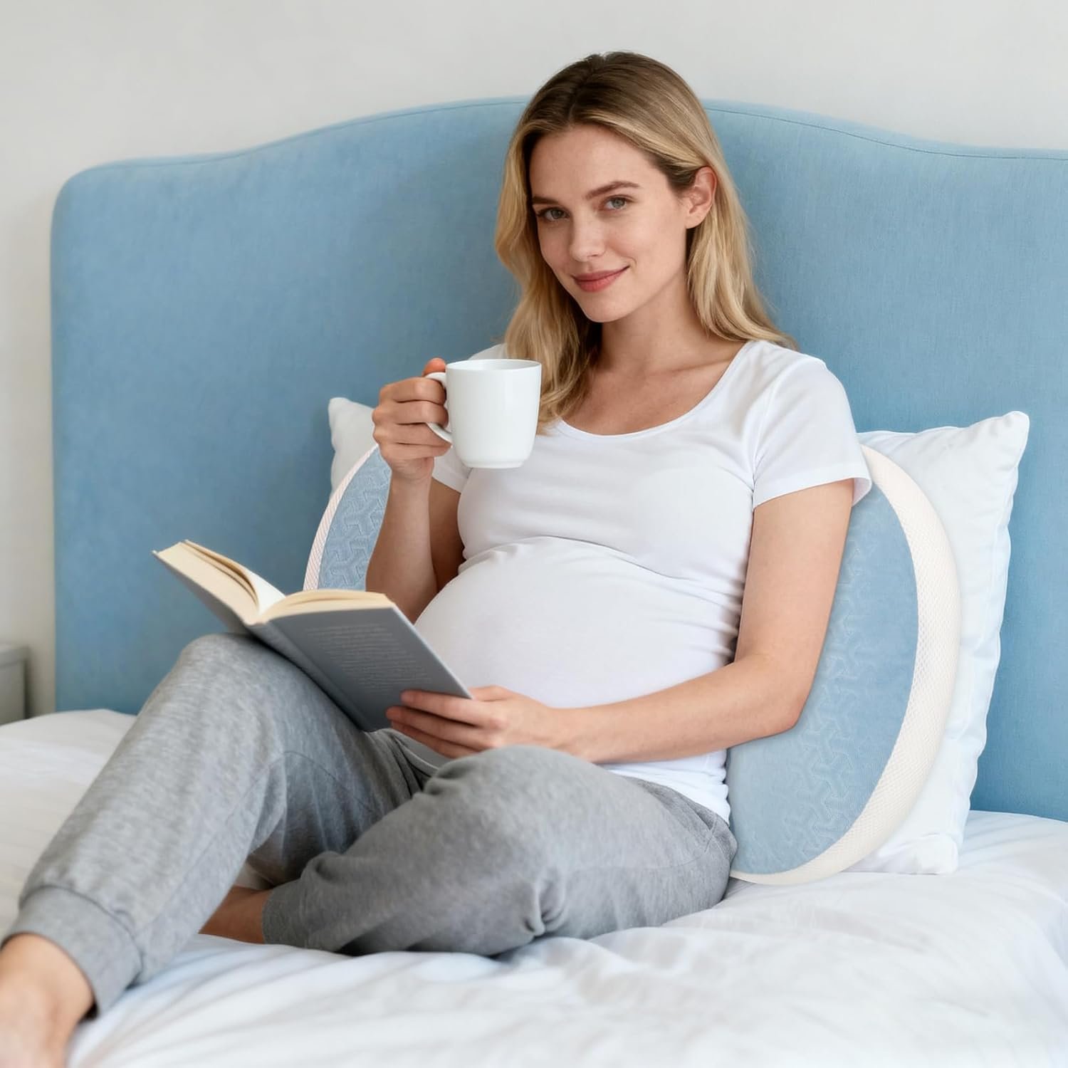 Pregnancy Pillow, Pregnancy Wedge Pillow for Sleeping Portable, Maternity Pillow for Pregnant Women, Body Pillow Support for Back, Belly(Blue) - Image 8