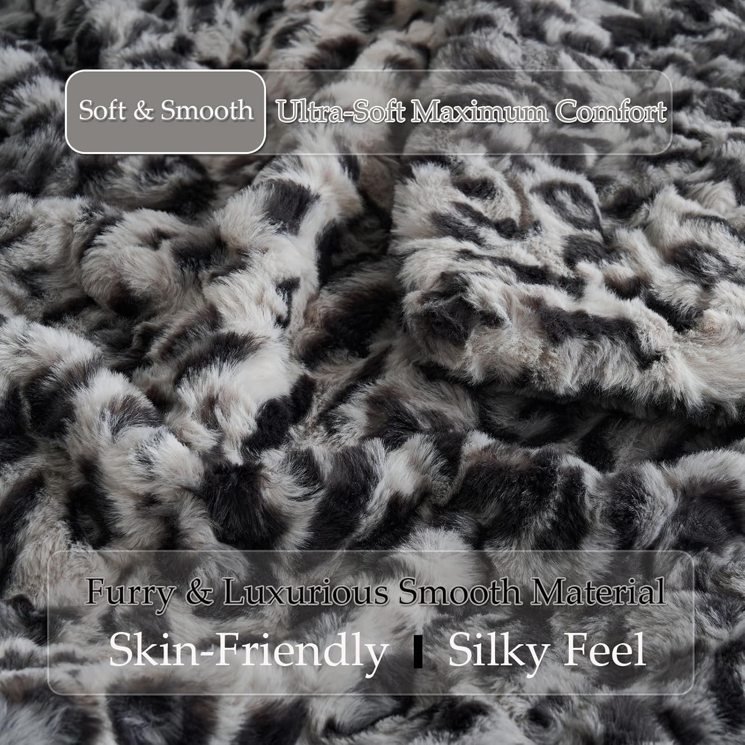 20 x 54 Inch Fluffy Leopard Print Body Pillow,Cheetah Print Plush Fuzzy Faux Fur Body Pillow,Shaggy Furry Long Pillow for Pregnant Women Side Sleeper, Grey - Image 7