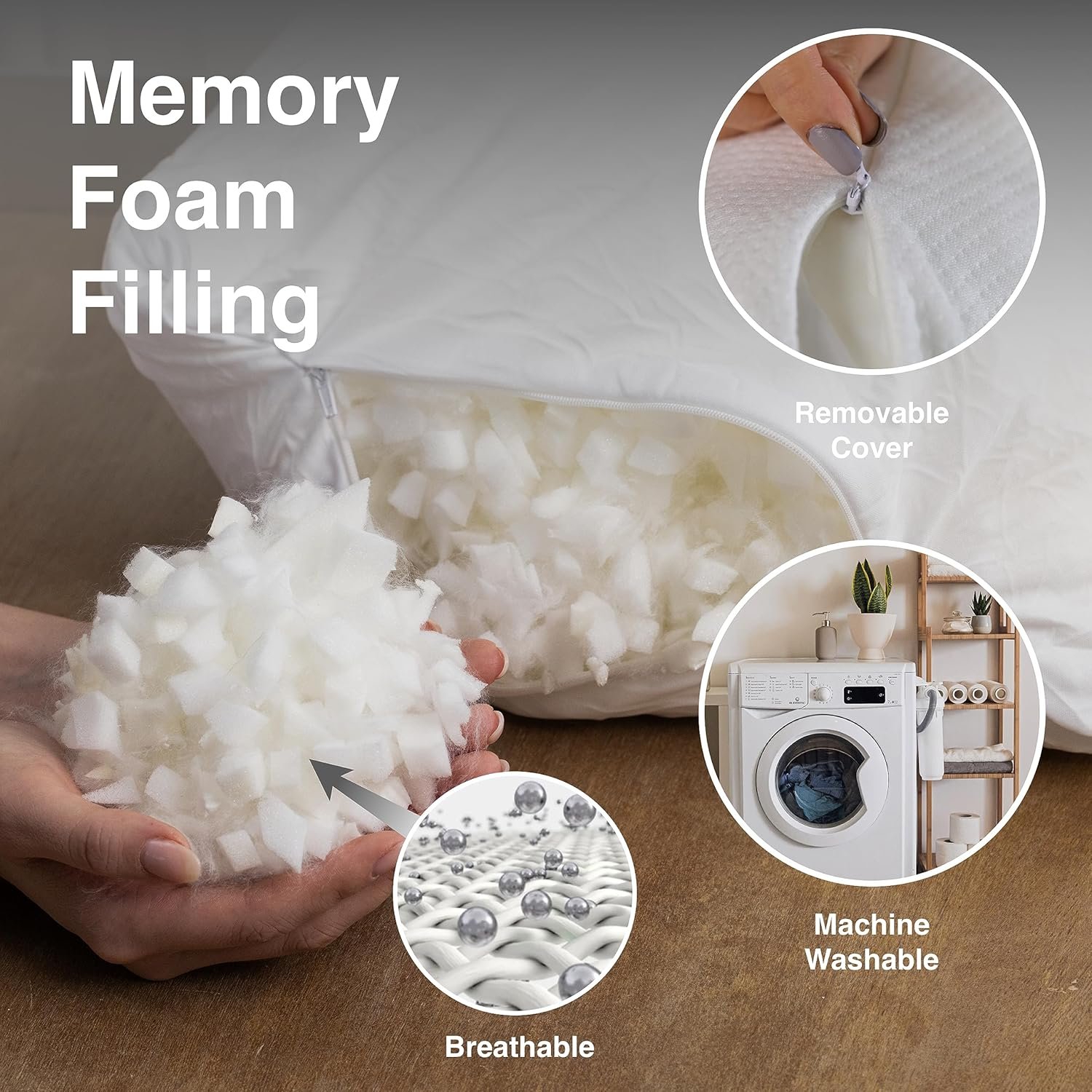 Pharmedoc Body Pillow, Pregnancy Pillows, Side Sleeper Pillow, Long, Memory Foam Pillow, Air White - Image 6