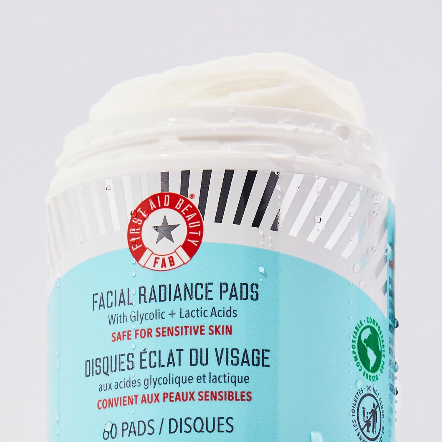 First Aid Beauty - Facial Radiance Pads with Glycolic & Lactic Acids, Daily Exfoliating Pads with AHA, Visibly Smaller Pores, Help Tone & Brighten Skin, One-Step Makeup Prep, Compostable, 60 - Image 4