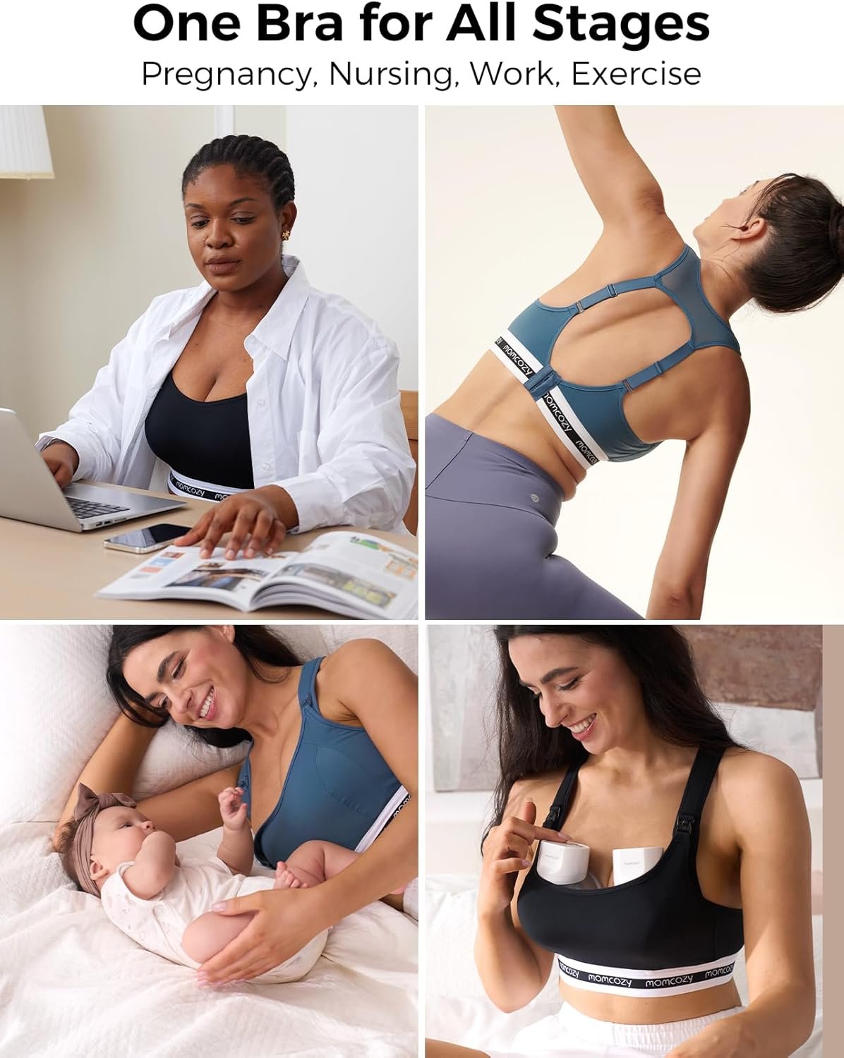 Momcozy Nursing Bras for Breastfeeding, FB011 Low-Impact Nursing Sports Bra Support Maternity Pregnancy Padded Wireless Bra - Image 3