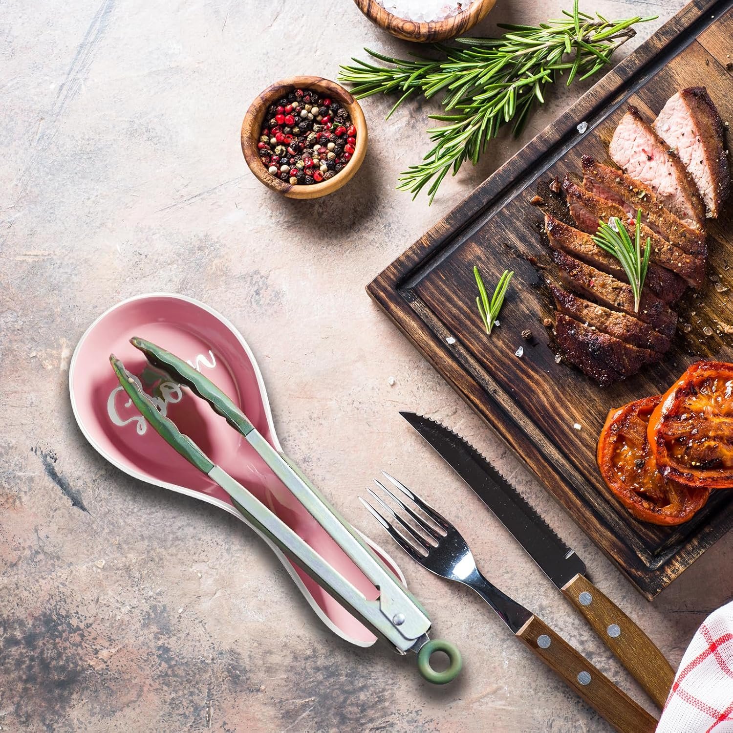 Ceramic Spoon Rest for Stove Top, DAYYET Large Spoon Holder, Spoon Rest for Kitchen Counter, Utensil Rest for Ladles, Spatula, Tong, Pink Kitchen Decor and Accessories - Image 4