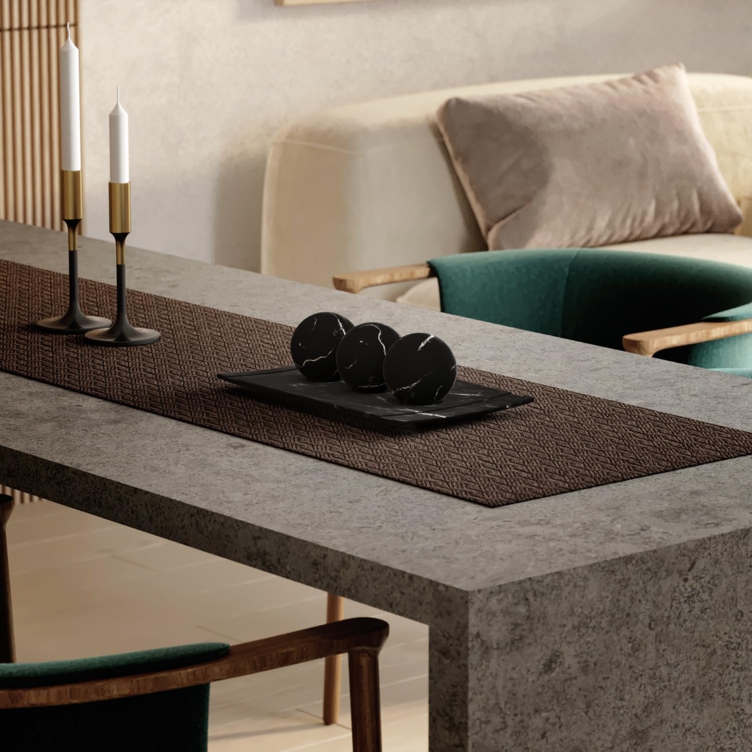 Creative Scents Black Marble Look Home Decor Bowl and Orb Set - Coffee Table Decor for Living Room - Centerpiece Table Decorations for Dining Table, Kitchen Counter, Foyer - Elegant House Decoration - Image 3