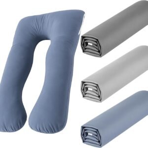 3 Pcs U-Shaped Pregnancy Pillow Cover, Cotton Maternity, Soft Breathable Fit for 55"x31" Body Pillow (Bright Color,Cotton)