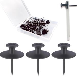 30 PCS Push Pins Picture Hangers Wall Hooks, Double Headed Thumb Tacks for Wall Hangings, Renter Friendly Decor Small Picture Frame Hangers for Drywall Cork Board Home Office Photo Decorations(Black)