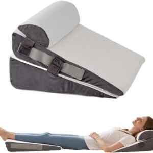 3Pcs Wedge Pillow Set for After Surgery,Acid Reflux Relief, Adjustable Bed Wedge Pillows for Sleeping,Anti Snore, Memory Foam Triangle Pillow for Back&Neck&Shoulder Pain Relief, White&Grey