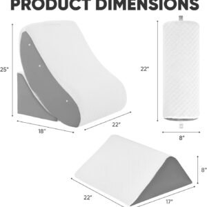 4 PCS Wedge Pillow Set for After Surgery, Adjustable Bed for Sleeping, Acid Reflux Relief, Post Surgery Recovery, Back Support, Leg Elevation, Memory Foam Orthopedic Bed Wedge Pillow Set, Gery