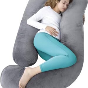 60 Inch Pregnancy Pillow for Sleeping, Extra Large U Shaped Body Pillow, Maternity Pillow for Pregnant Women with Velvet Cover (Dark Grey)