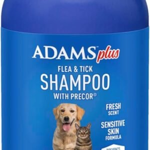 ADAMS Plus Flea & Tick Shampoo with Precor IGR for Cats, Kittens, Dogs & Puppies Over 12 Weeks of Age, Sensitive Skin Flea Treatment, Kills Adult Fleas, Flea Eggs, Ticks, and Lice, 24 Ounces
