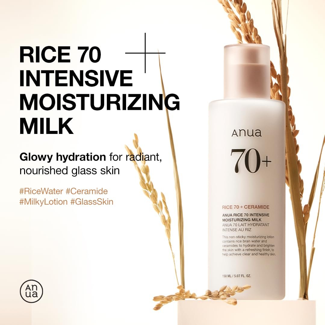 ANUA Rice 70 Intensive Moisturizing Milk, Lotion for Deep Hydration and Nourishing, Glowy Glass Skin, Rice Water, Niacinamide, Ceramides, Lightweight, Korean Skincare, 150ml/ 5.07 fl.oz. - Image 2