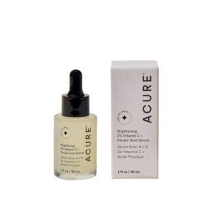 Acure Brightening 2% Vitamin C & Ferulic Acid Serum - Vit C Serum for Face, Anti Aging, Bright Glow for Women & Men, Facial Skincare, Vegan & Cruelty Free - 1 fl oz