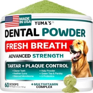 Advanced Dog Dental Powder, Breath Freshener, Dog Teeth Cleaning Powder, Bad Breath & Tartar and Plaque Off Remover for Dogs with Probiotics lab co, Pet Oral Care - 60 Scoops - Made in USA