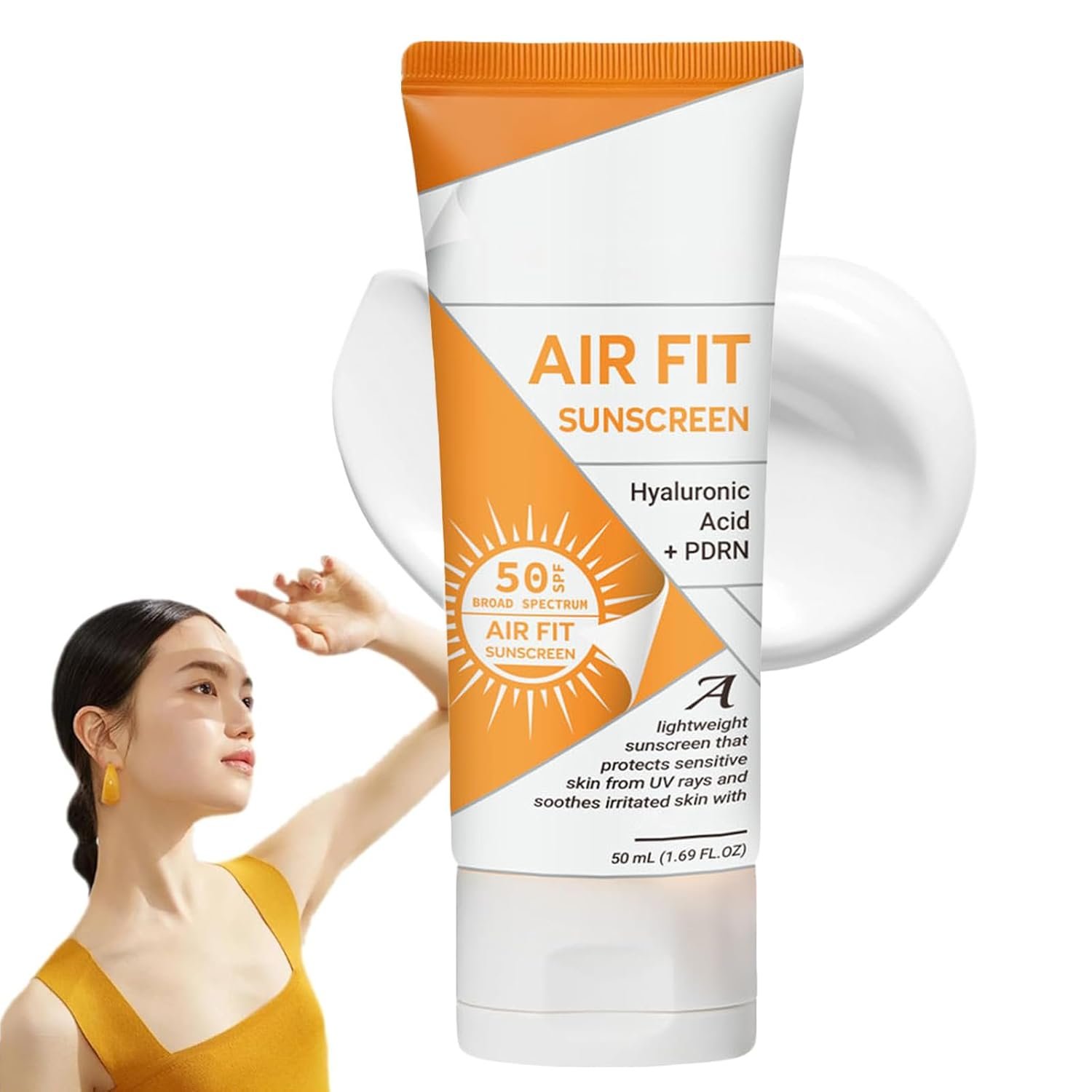Air Fit Sunscreen Korean SPF 50 - Face & Body Sunscreen with Hyaluronic Acid, Lightweight, Non-Greasy, Moisturizing Sun Cream, Broad Spectrum UVA/UVB Protection (1)