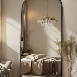 Antok Full Length Mirror, 71"x28" Floor Mirror, Arched Floor Standing Freestanding Arch Full Body Mirrors with Stand for Bedroom, Hanging Mounted for Living Room Cloakroom,Black
