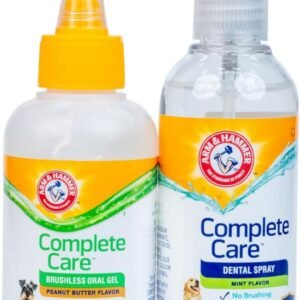 Arm & Hammer Complete Care Brushless Dental Kit for Dogs – Includes No-Brush Oral Gel + Dog Dental Spray, Fresh Breath, Tartar Control, Baking Soda Enhanced Dental Dog Supplies, 4oz