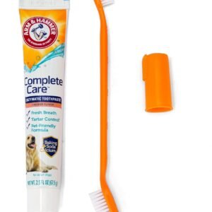 Arm & Hammer Complete Care Dog Dental Kit with Enzymatic Dog Toothpaste, Toothbrush and Finger Brush, Baking Soda and Calcium Formula for Plaque Tartar Control, Chicken Flavor, 2.5 Oz