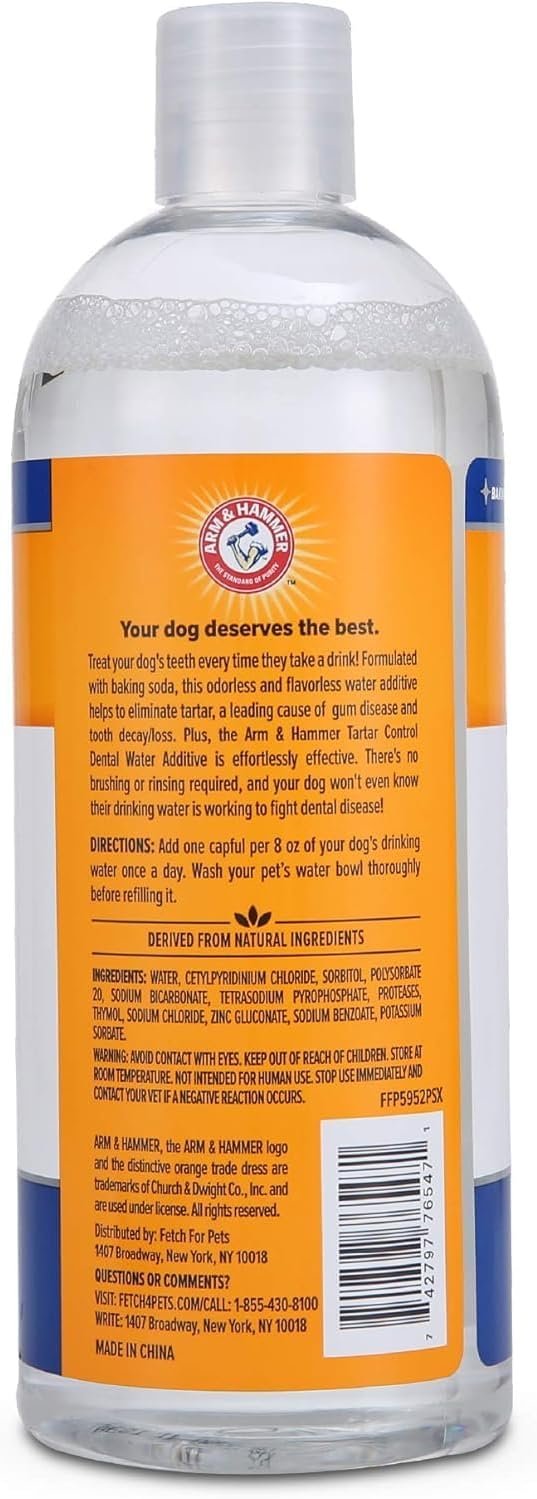 Arm & Hammer for Pets Dental Water Additive for Dogs, Tartar Control | Dog Dental Care Reduces Plaque & Tartar Buildup Without Brushing | Odorless and Flavorless, 16 Fl Ounces - 2 Pack - Image 2