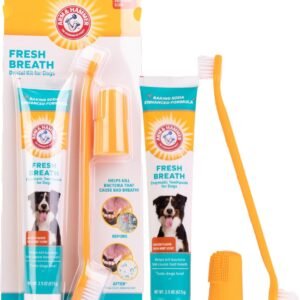 Arm & Hammer for Pets Fresh Breath Enzymatic Dog Dental Care Kit, Dog Toothpaste Kit with Toothbrush and Finger Brush for Tartar Control and Oral Hygiene, Chicken Flavor, 2.5 oz, 3-Piece Kit