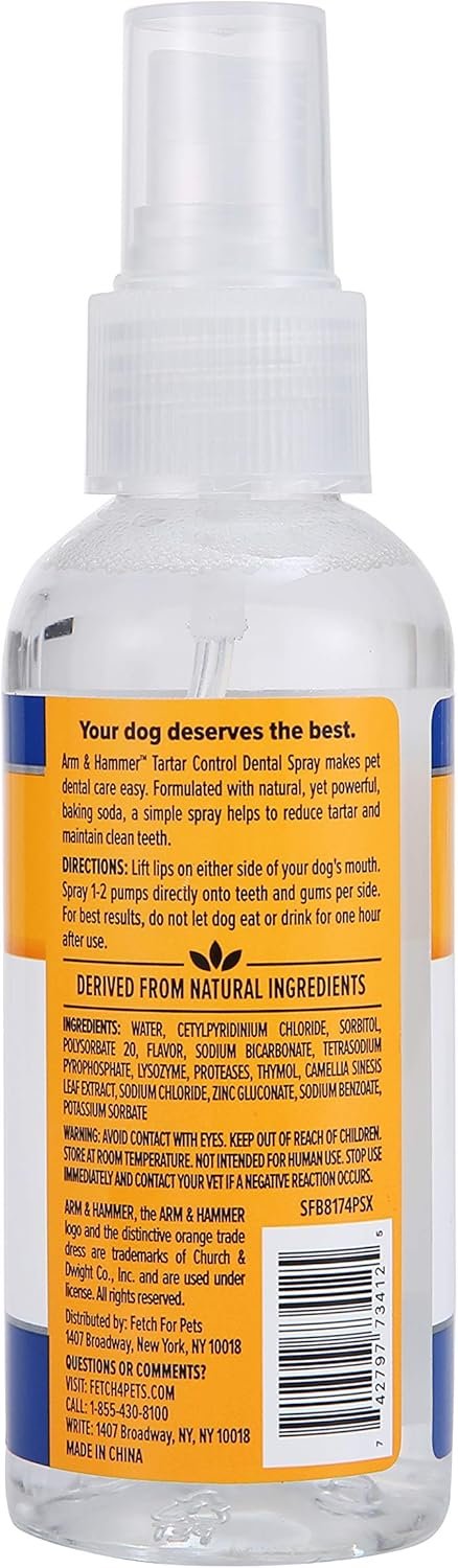 Arm & Hammer for Pets Tartar Control Dental Spray for Dogs, Mint Flavor - Dog Breath Freshener, Dog Plaque and Tartar Remover, Dog Dental Care and Teeth Cleaning, 4 Ounce - Image 2