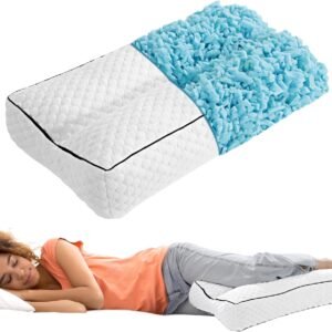 BALAPET Shredded Memory Foam Knee Pillow for Side Sleepers, Pillow Between Legs for Aligns Spine, Supportive Leg Pillow for Pregnancy Relieves Pressure Hip Leg Elevation, 6.5" Height