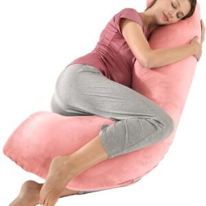 BATTOP Pregnancy Pillow for Sleeping,Body Maternity Pillow with Removable Cover,Support for Back,Hips,Legs,Belly for Pregnant Women(Coco Pink)