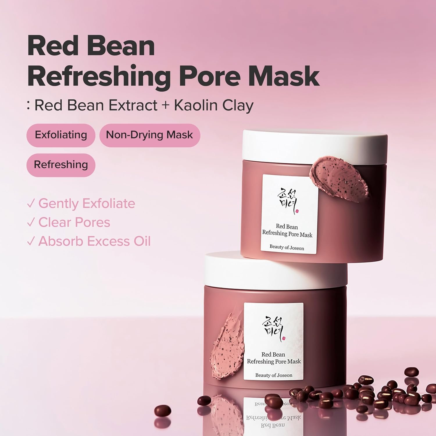 Beauty of Joseon Red Bean Pore Refreshing Mask Mud Cream Hydrating Wash Off Pack, Pore Cleansing Exfoliator, Korean Skin Care for Men and Women 140ml, 4.73 fl.oz - Image 2