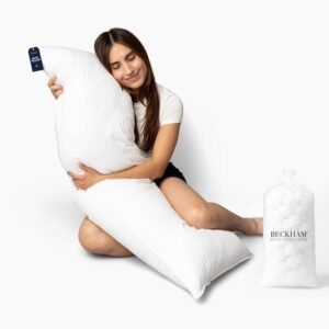 Beckham Hotel Collection Customizable Body Pillow with Soft Extra Fill – Cotton Shell & Soft Down Alternative Fill – 20"x54" - Body Pillow Insert for Sleeping & Reading - Long Pillow For Side Sleepers