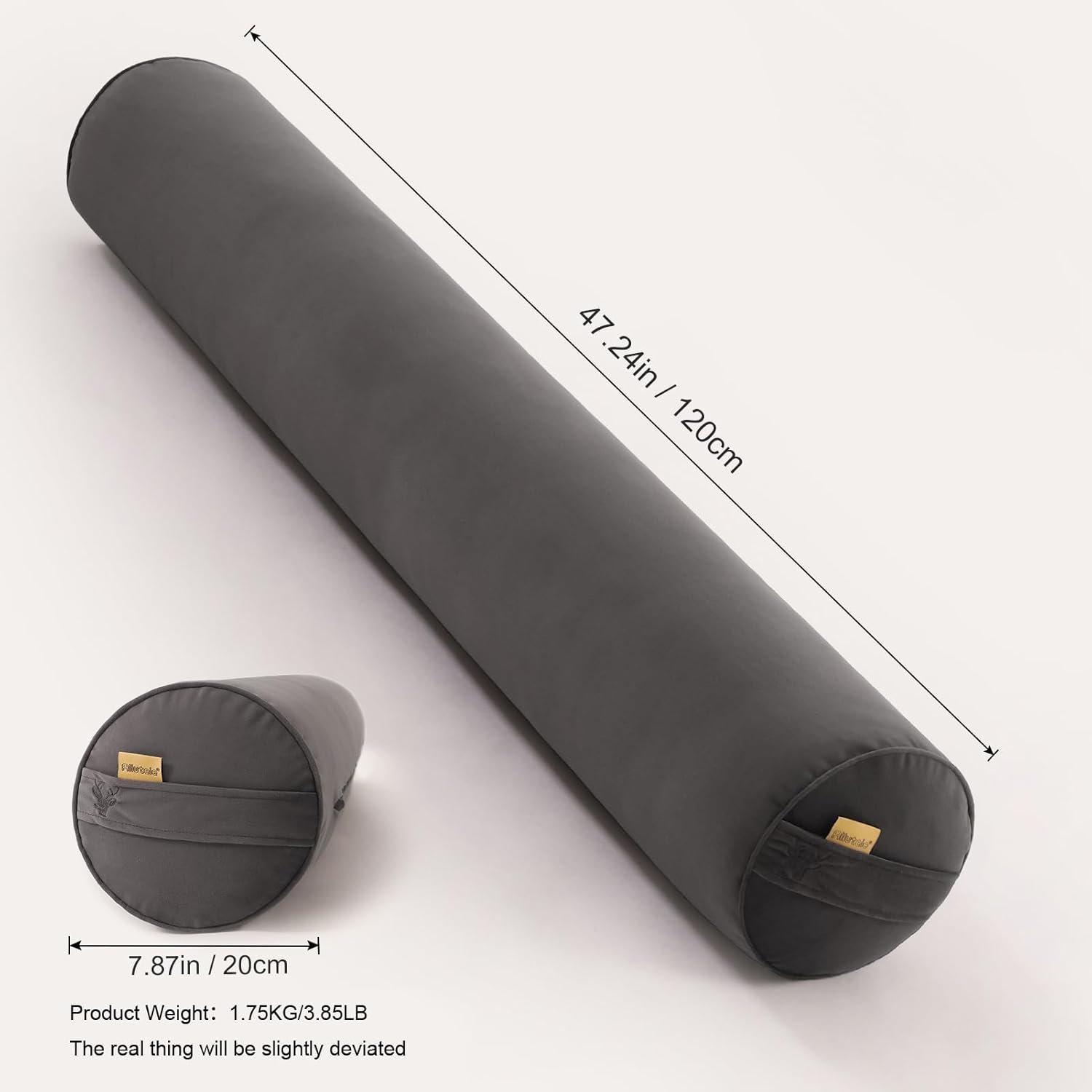 Body Pillow for Adults,Long Round Pillow,Big Cylindrical Pillow,Large Full Bolster Pillows for Side Sleepers (Steel Gray, 47.24"*7.87") - Image 2