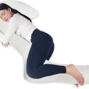 Body Pillow with Cover, 68 Inches Memory Foam Full Body Pillow for Side Sleeper, Long Pregnancy Pillow with Contour Support for Back, Knee, Leg Relief - Medium White