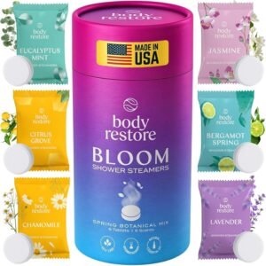 Body Restore Bath Bombs Aromatherapy 6 Pack - Birthday Gifts for Women, Men, Travel Essentials, Stress Relief, Relaxation, Self Care - Bloom