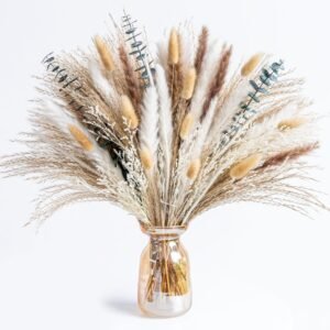 Boho Decor Pampas Grass and Eucalyptus Bouquet,pompas Grass Dried Flowers Arrangement for Centerpiece Table Decor,Wedding,Home,Room,Rustic Decor