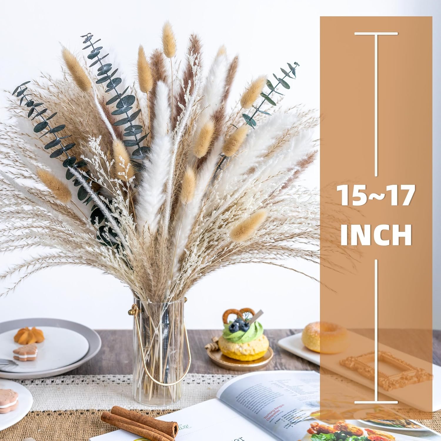 Boho Decor Pampas Grass and Eucalyptus Bouquet,pompas Grass Dried Flowers Arrangement for Centerpiece Table Decor,Wedding,Home,Room,Rustic Decor - Image 2